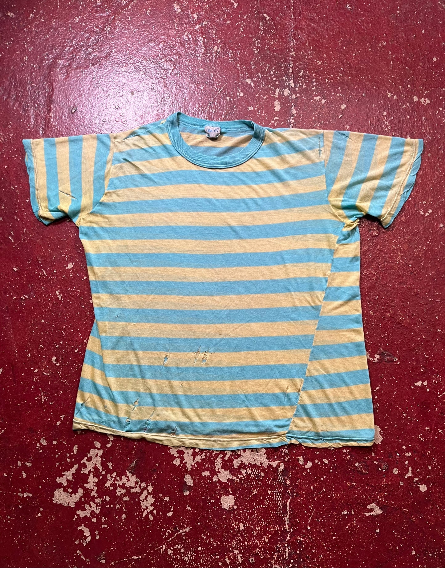 70s/80s Green & Blue Striped Tee