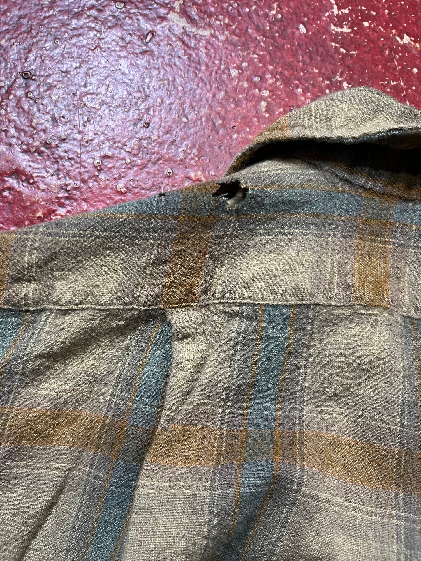 50s/60s Pendleton Green & Brown Loop Collar Long Sleeve Shirt