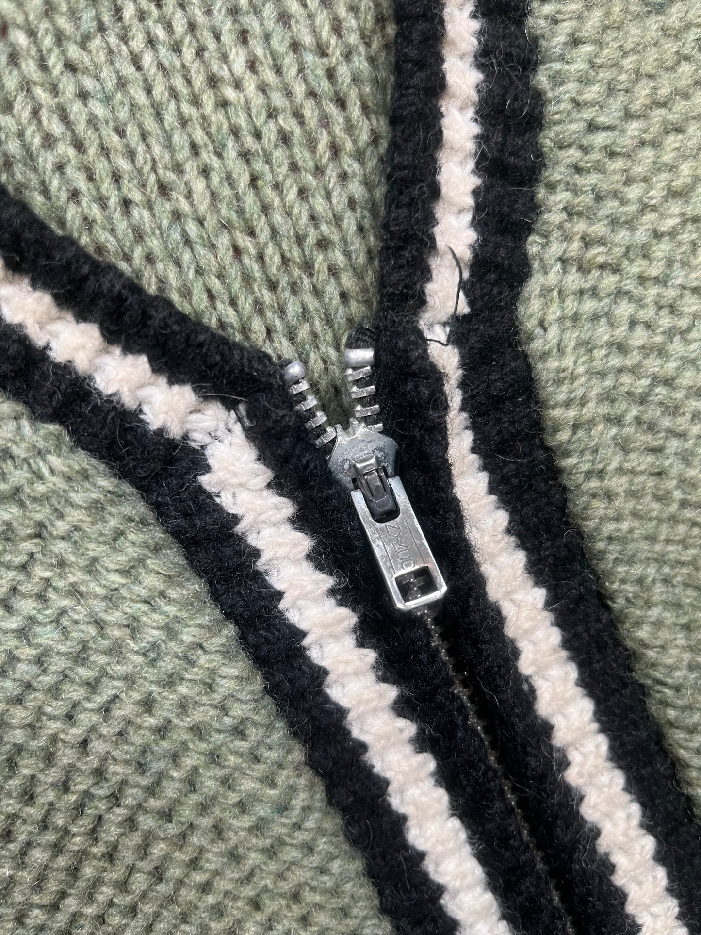 50s/60s 2 Ply Shetland Green Full Zip Up Wool Sweater