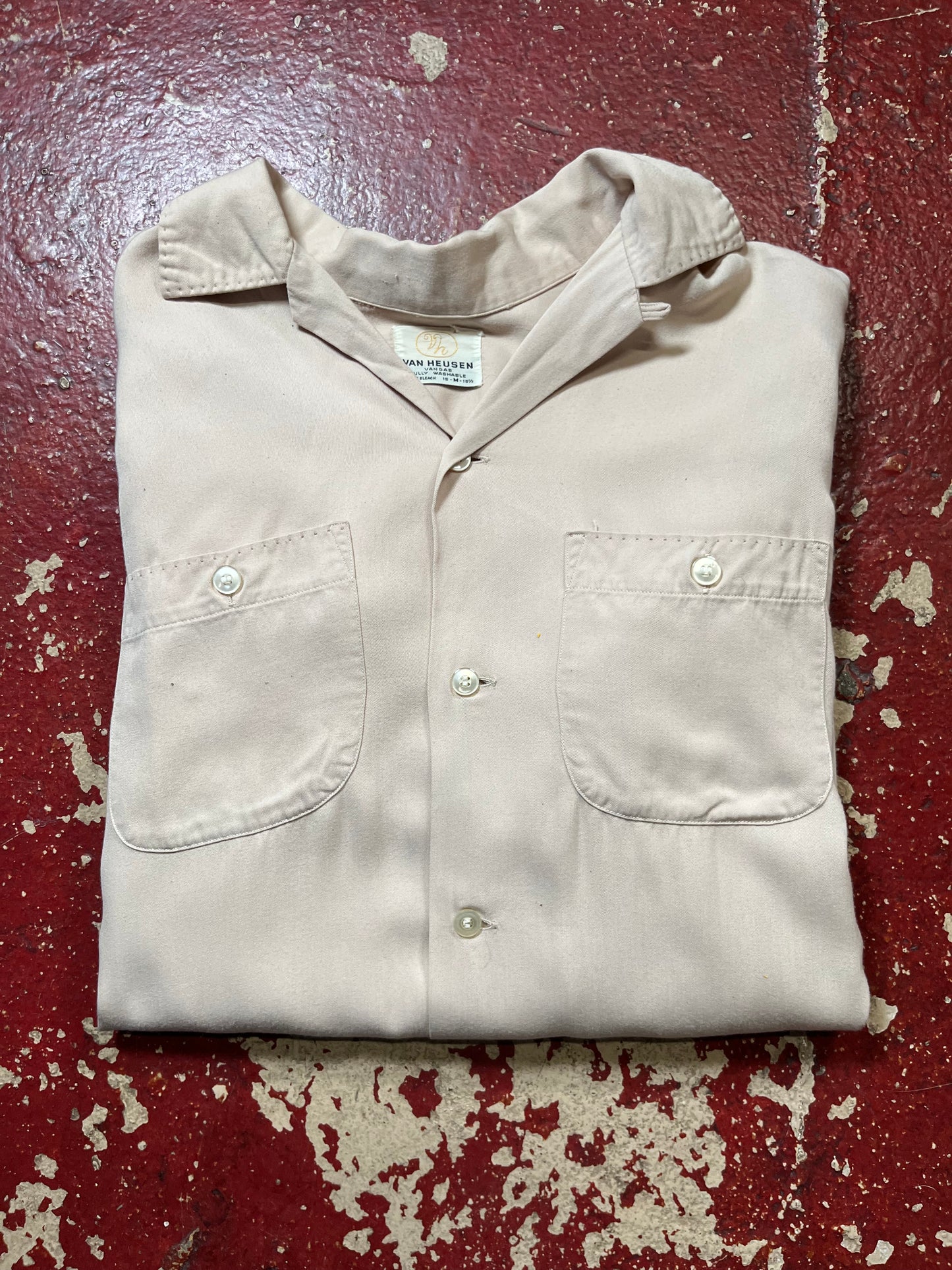 60s Van Heusen Rayon Loop Collar Long Sleeve Shirt