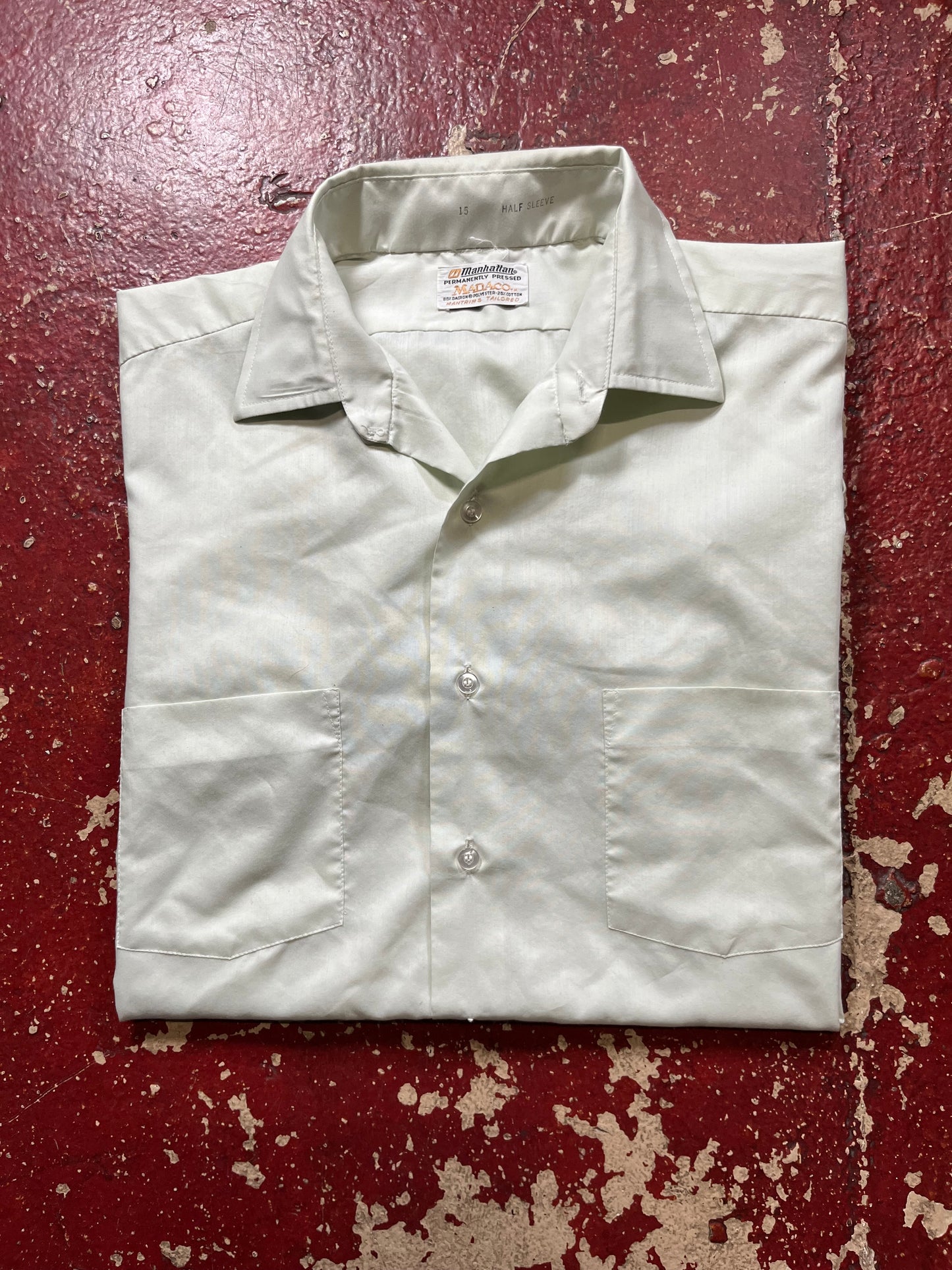 70s Manhattan Green Short Sleeve Button Up Shirt