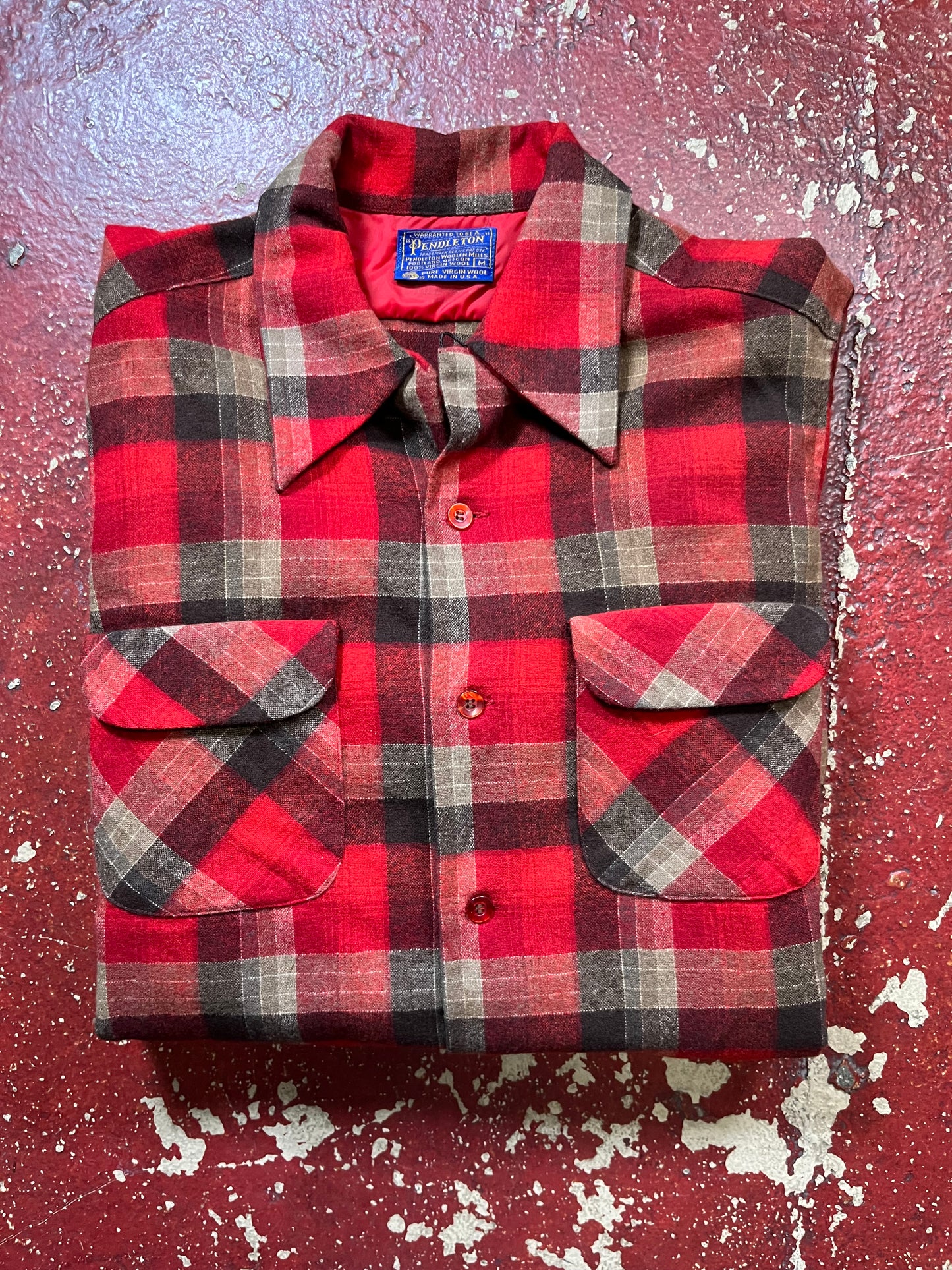60s Pendleton Red & Black Board Shirt