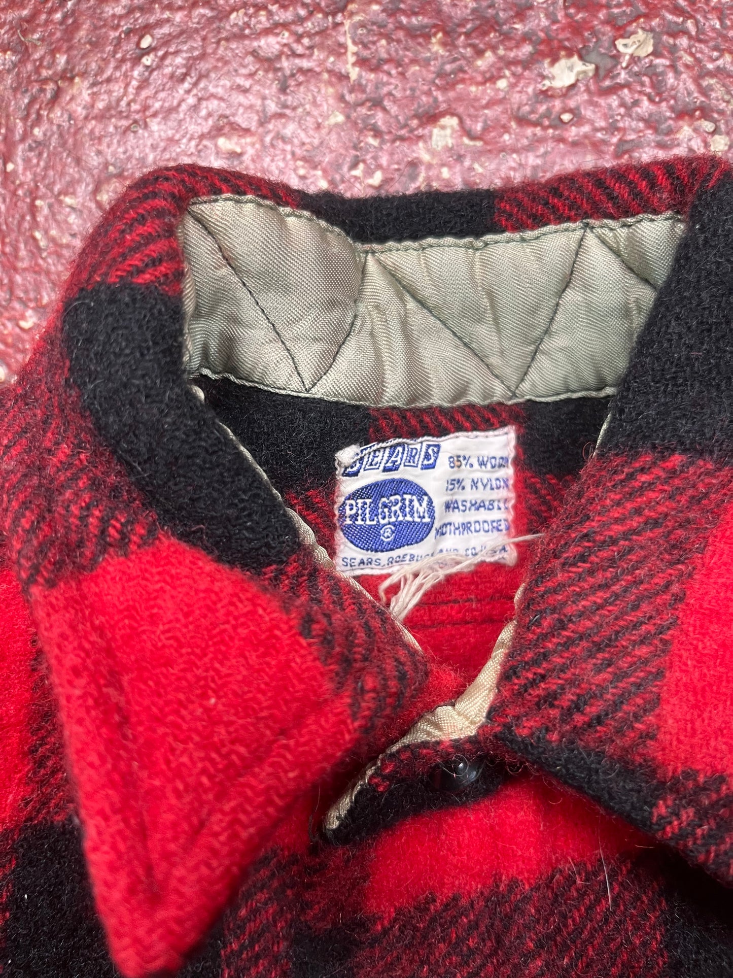 50s Pilgrim Wool Red Plaid Flannel