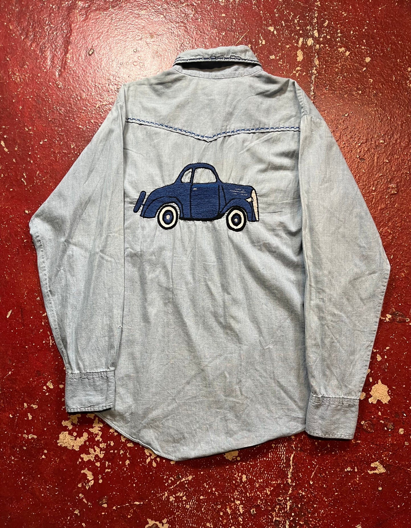 70s Ford V8 Chambray Long Sleeve Shirt
