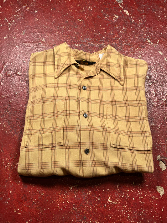 60s Da Vinci Rayon Long Sleeve Button Up Shirt