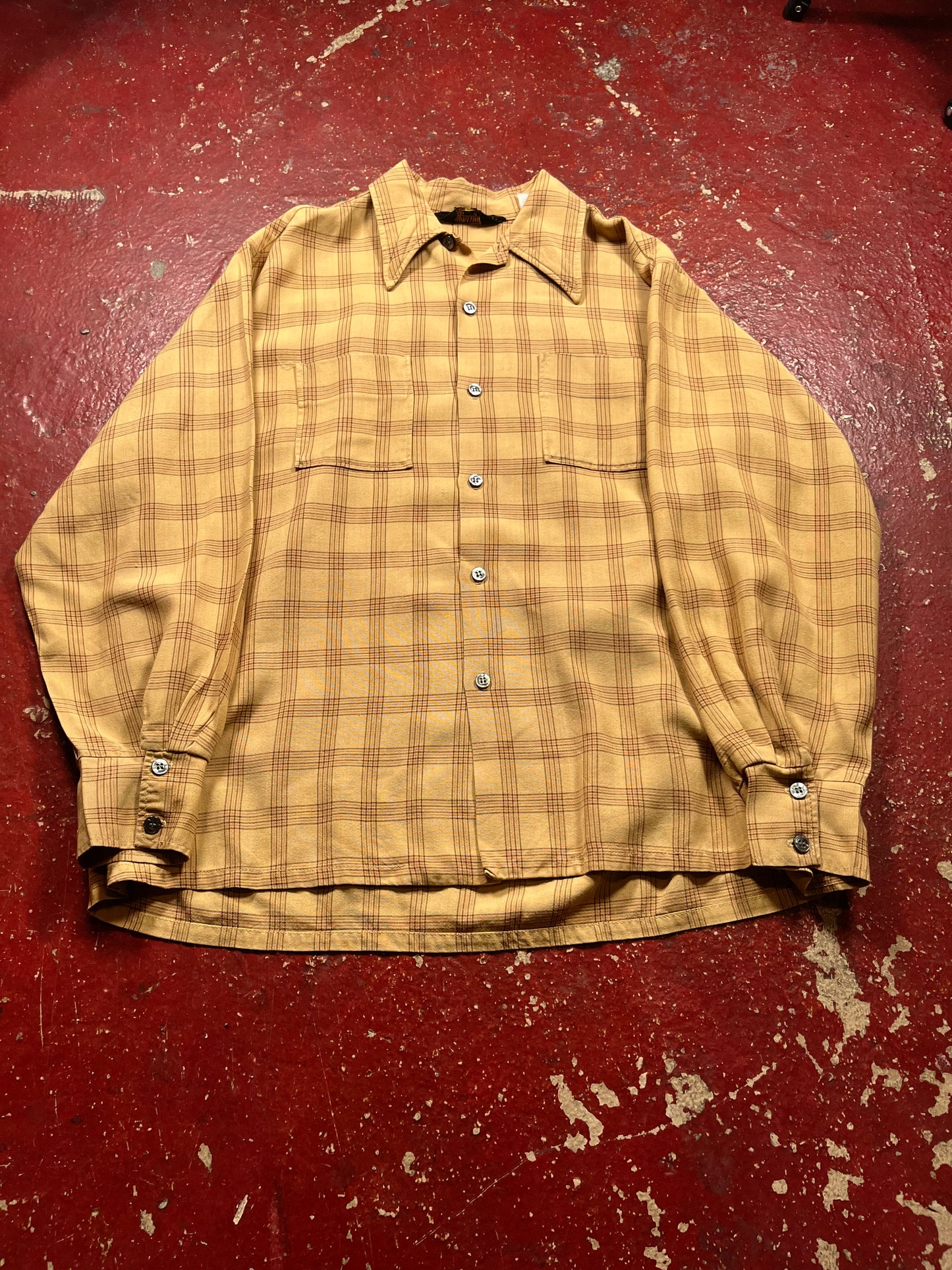 60s Da Vinci Rayon Long Sleeve Button Up Shirt