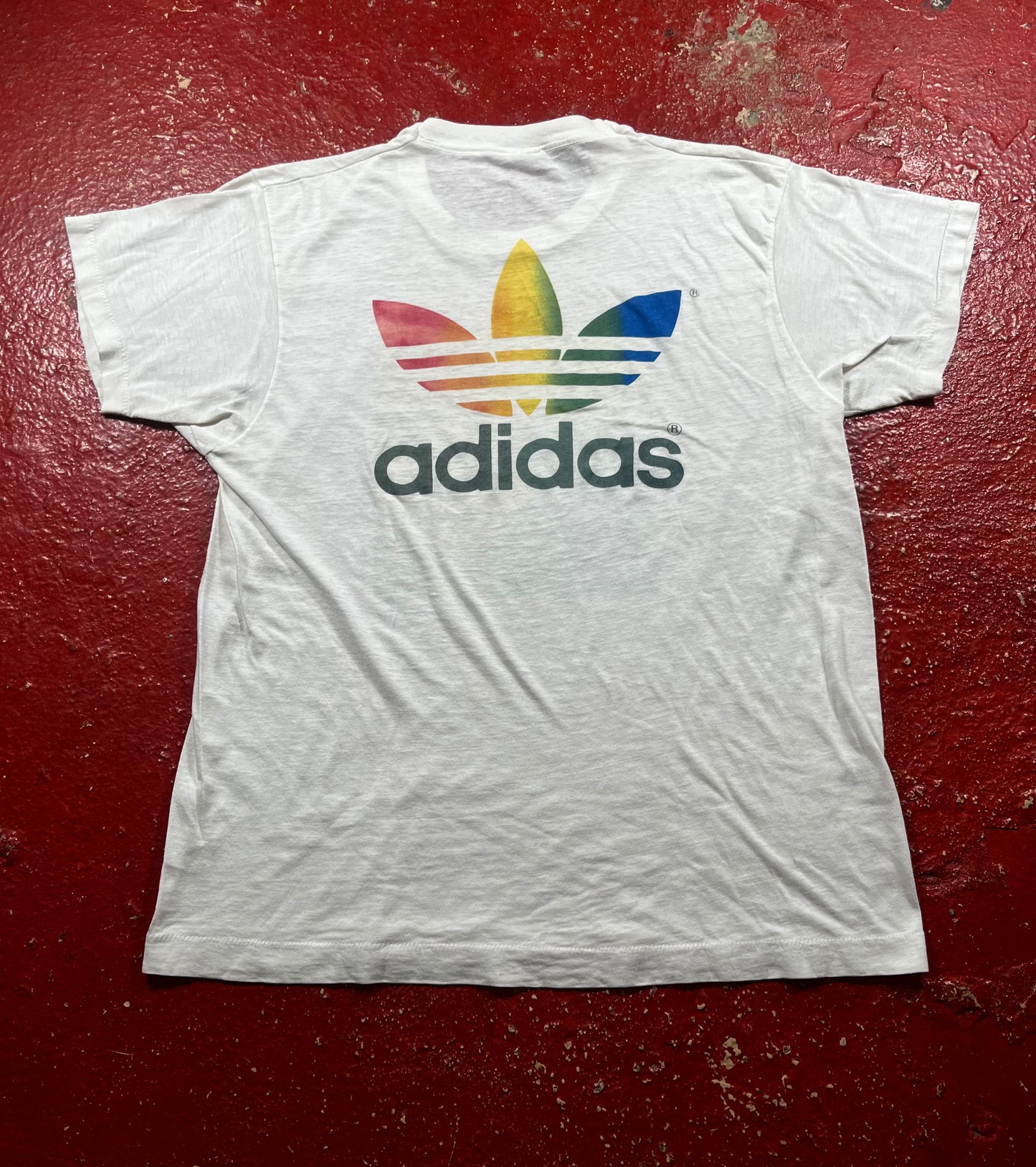 1984 Adidas Olympic Trials Rainbow Trefoil Tee