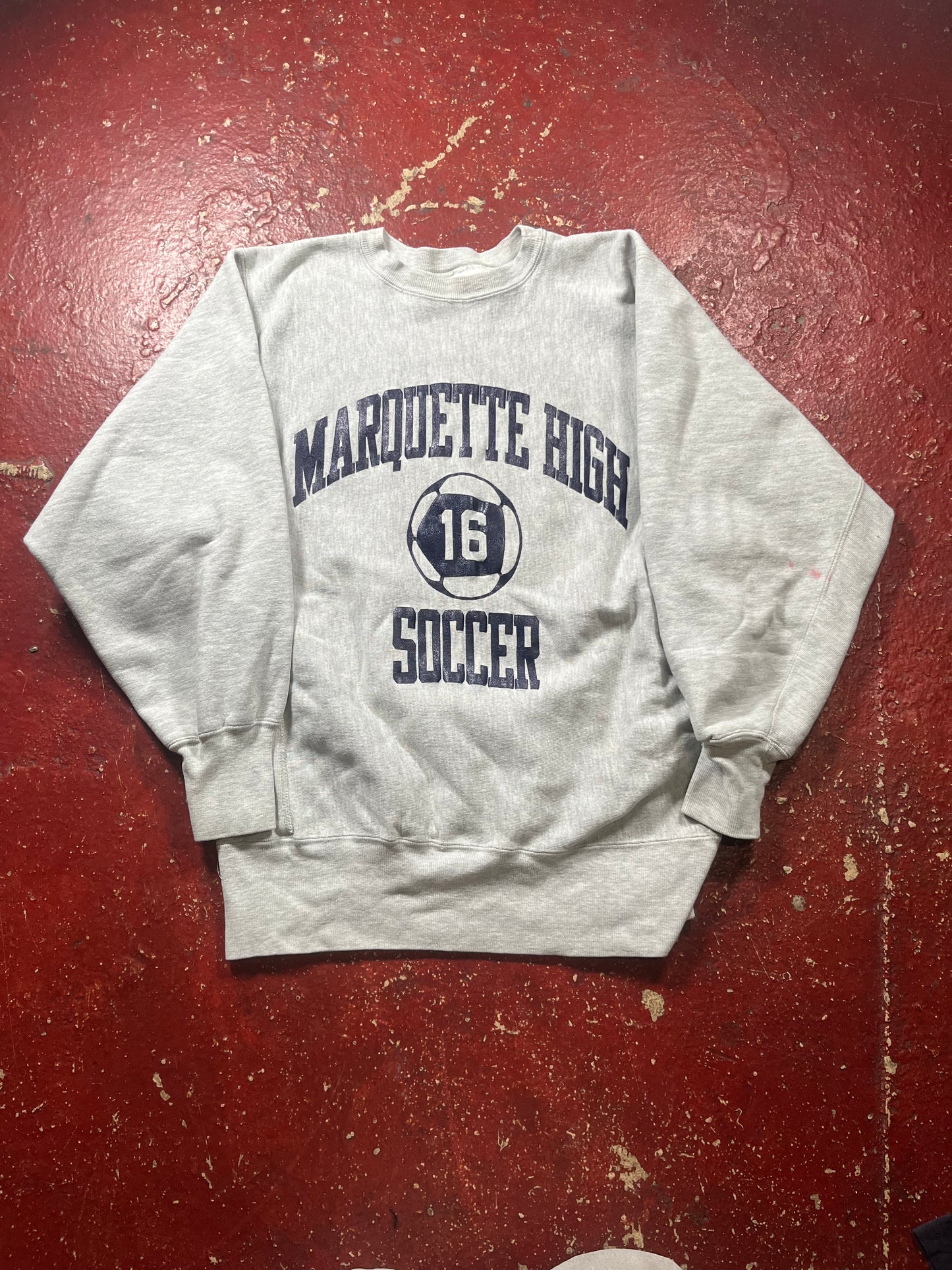 90s Marquette High Soccer Champion Reverse Weave Sweater