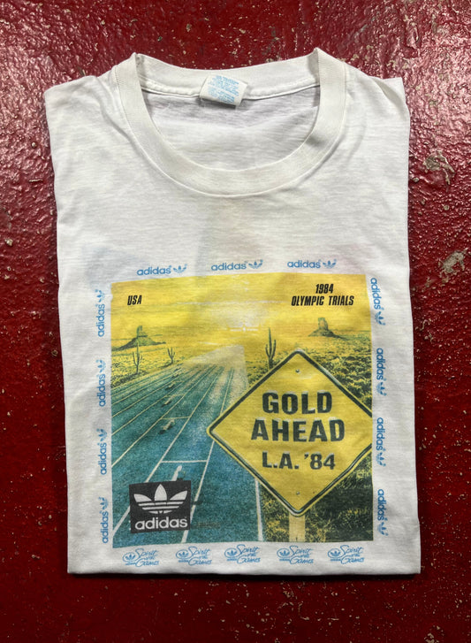 1984 Adidas Olympic Trials Rainbow Trefoil Tee